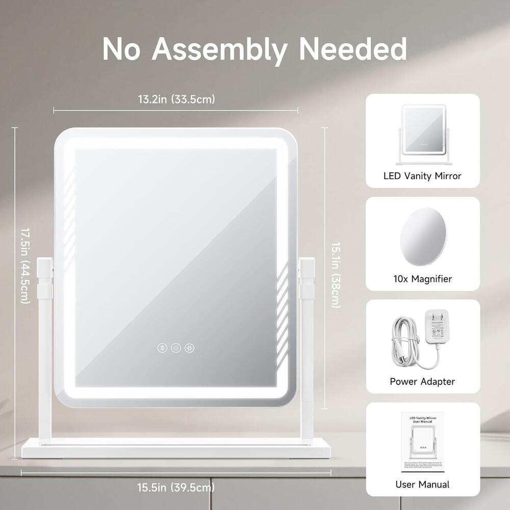 Kcavvi Vanity Mirror With Lights, Height-Adjustable & 360° Rotation, 1/10X - Picture 7 of 17